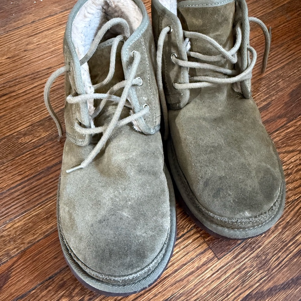 UGG Olive Green Suede Lace-Up Boots